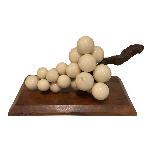 Large Scale Mid-Century Grape Cluster Sculpture Mounted to Wood Base For Sale