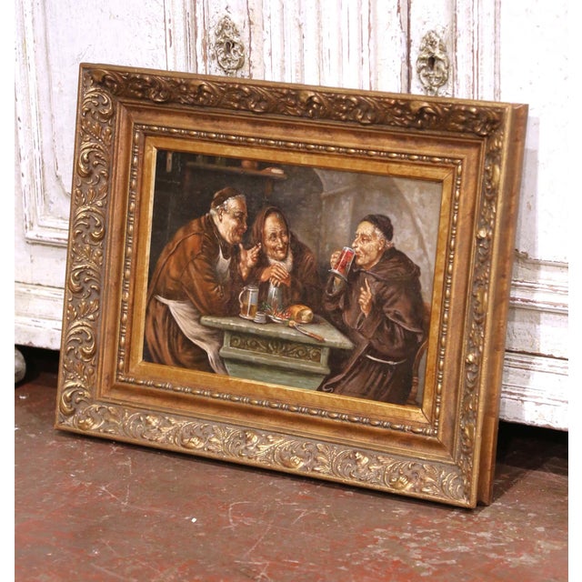 Bring warmth and humor to your collection with this finely executed 19th-century oil painting on board. Created in France...