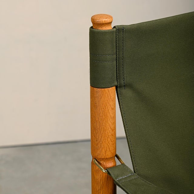 Vintage Danish Safari Chairs in Oak and Forest Green Canvas Fabric by Erik Wørts, 1970s, Set of 2 For Sale - Image 10 of 18