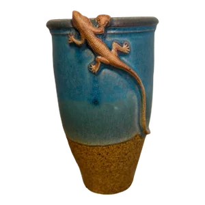 Late 20th Century Artist Signed Pottery Lizard Vase