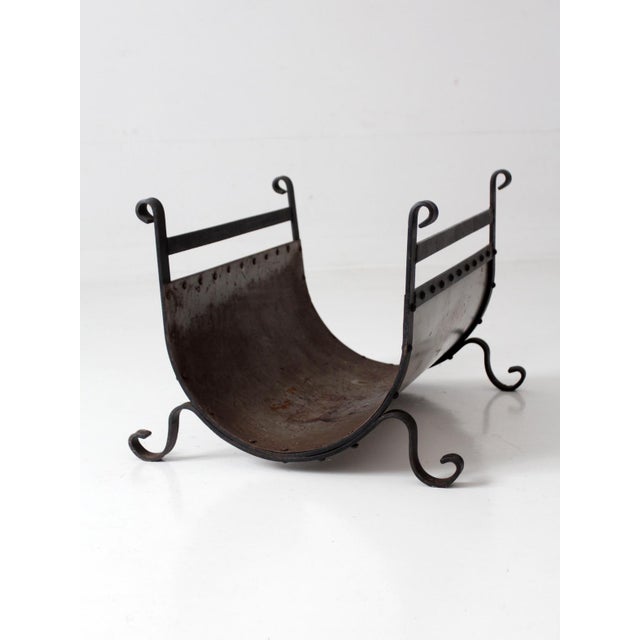 Vintage Iron and Steel Fireplace Log Holder For Sale - Image 16 of 17