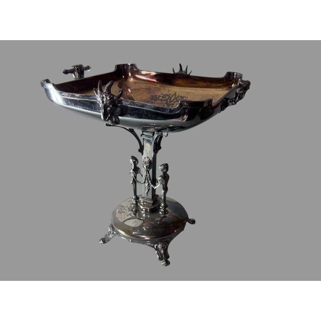 Antique Victorian Figural Silverplate Compote Serving Bowl Basket For Sale - Image 4 of 8