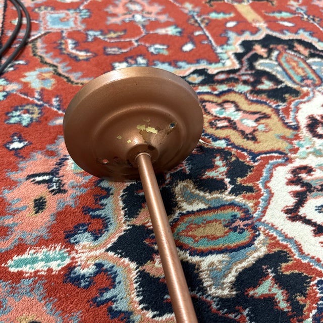 Art Nouveau Art Glass + Copper Pendant Light For Sale - Image 9 of 12