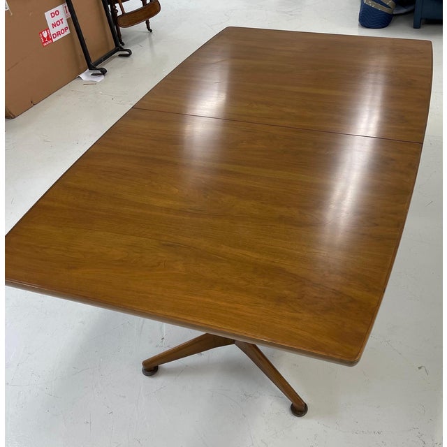 Walnut Two Pedestal Dining Table with 3 Leaves For Sale - Image 10 of 12