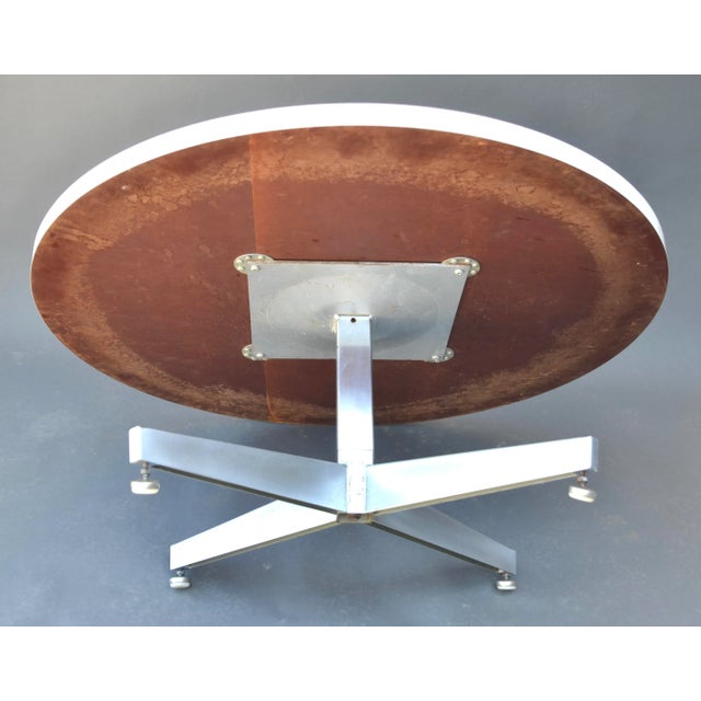 1970s 1970s Round White Laminate Aluminum Coffee Table Eames Design For Sale - Image 5 of 6