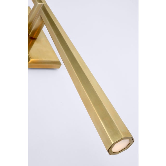 Visual Comfort Thomas O'Brien for Visual Comfort Signature Galahad Linear Sconce in Hand-Rubbed Antique Brass For Sale - Image 4 of 8