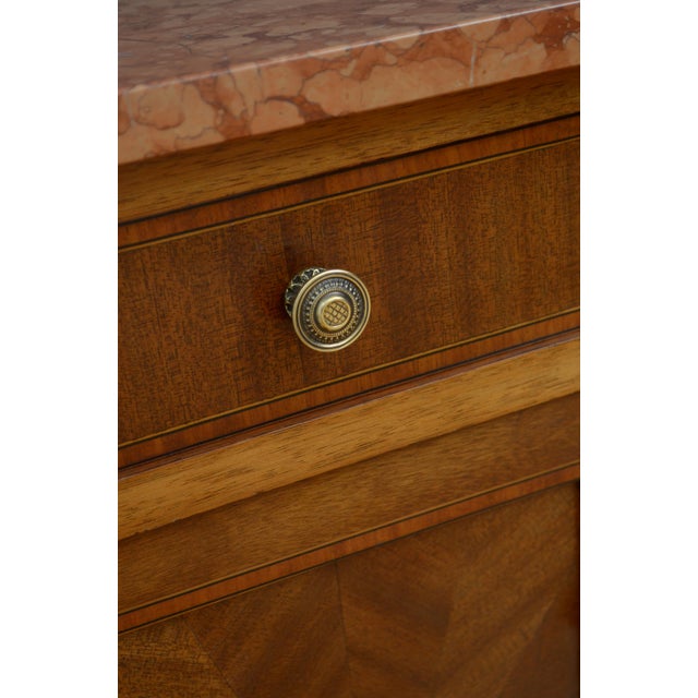 Wood Antique French Mahogany Bedside Cabinets with Marble Tops, 1900, Set of 2 For Sale - Image 7 of 16