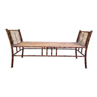 Unique Bench in Bamboo and Tortoise Shell Finished Iron For Sale