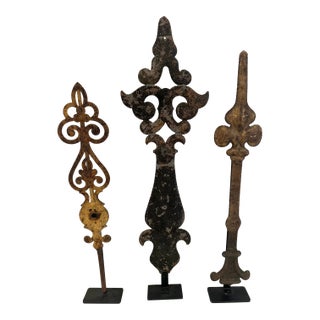 Found Object Antique Clock Hand Sculptures on Stands -Set of 3 For Sale