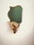 Metal Double-Light Wall Lamp with Green Fabric Fan, 1940s For Sale - Image 7 of 18