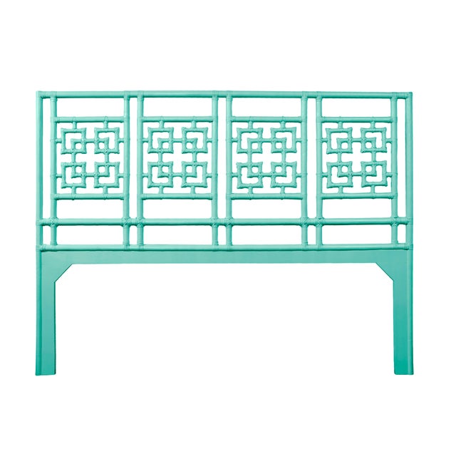 Coastal Palm Springs Platform Bed King, Turquoise For Sale - Image 3 of 7