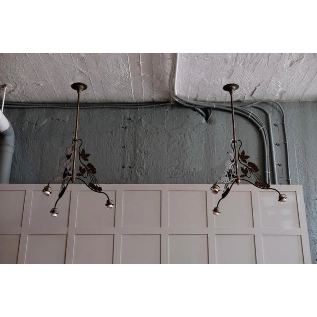 Antique French Art Nouveau Hanging Lamp, 1900s For Sale - Image 10 of 12