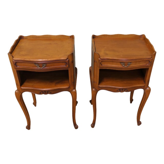 French Cherrywood Bedside Lockers, 1960, Set of 2 For Sale