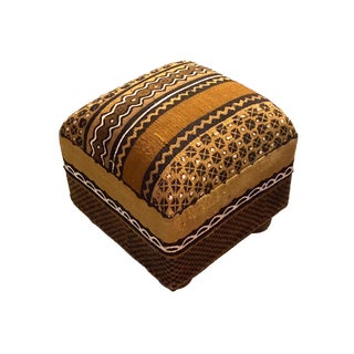 African Custom Made Malian Mud Cloth Square Ottoman 14" H For Sale