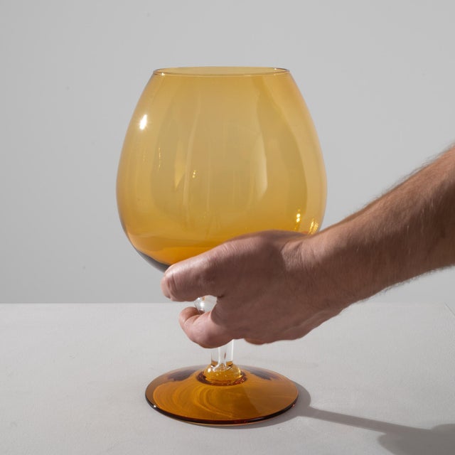 Mid-Century Modern 1960s Italian Yellow Glass Goblet For Sale - Image 3 of 18