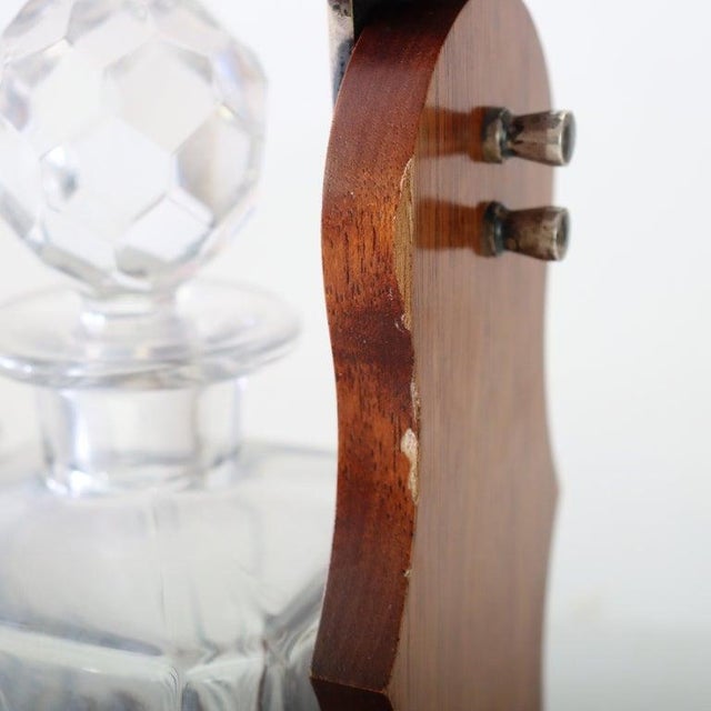 Glass Antique Oak Tantalus With 3-Art Glass Spirit Decanters C1920 For Sale - Image 7 of 7