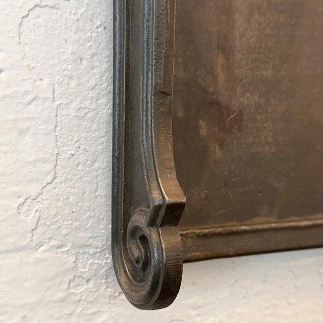 Dark Gray 1920s Custom Industrial Brushed Steel Entryway Hall Tree Wall Mirror For Sale - Image 8 of 12