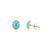 Modern 18k Yellow Gold 1 Carat Oval Turquoise Bezel Set Stud Earrings for Women- A Pair For Sale - Image 4 of 12