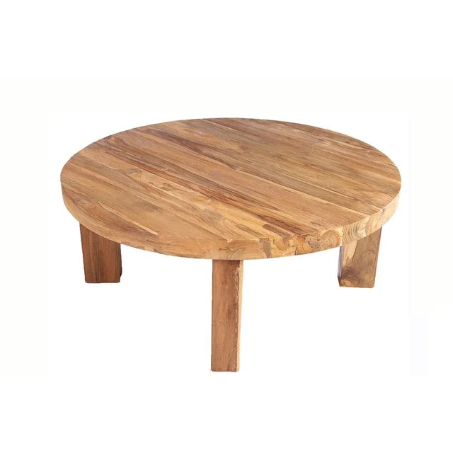 Modern Round Teak Coffee Table For Sale - Image 9 of 9