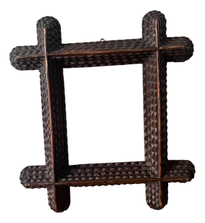 Antique Tramp Art Dark Stained Frame, Central or Eastern Europe, Late 19th-Early 20th Century