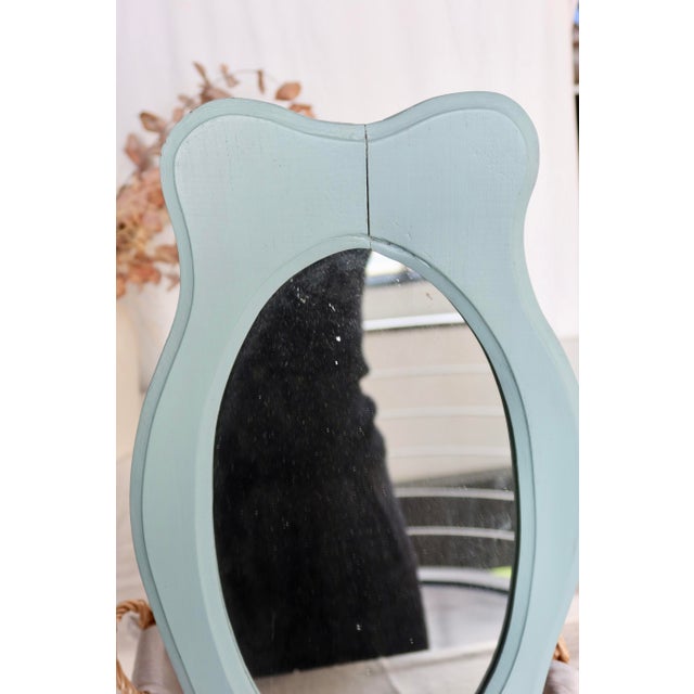 Vintage Entryway Mirror in Pale Blue Painted Wood with Wall Storage, 1990s For Sale - Image 4 of 8