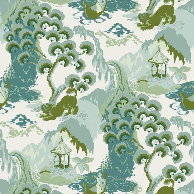 Old Peking Celadon Wallpaper Sample For Sale