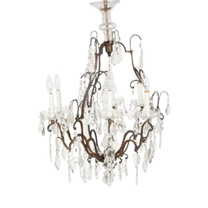 19th/20th Century Louis XV Style Cut Glass and Gilt Metal Chandelier