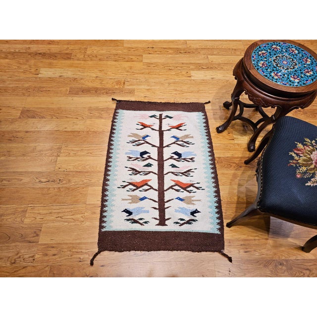 Vintage Native American Navajo Rug, Handwoven Wool, Tree of Life Pattern, 2x3 For Sale - Image 11 of 13