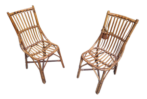 Chairs in Rattan and Wicker, 1960s, Set of 2