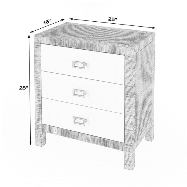 Spritely Home Accent Furniture Corfu 25 in. W Rectangular Rattan 3 Drawer Nightstand, Natural Raffia For Sale - Image 4 of 11