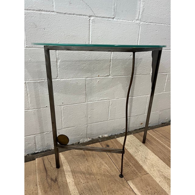 Post Modern Robert Sonneman Demi-Lune Console and Mirror Entry Table For Sale - Image 9 of 9