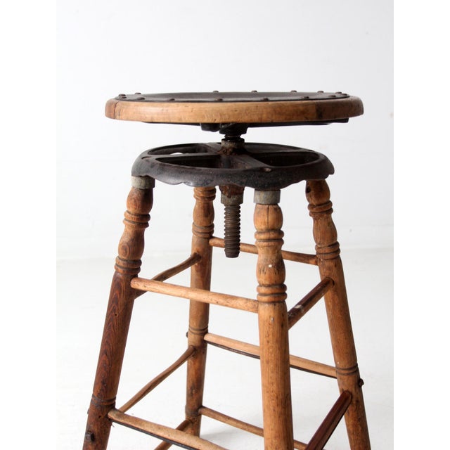 Antique Drafting Stool For Sale - Image 10 of 12