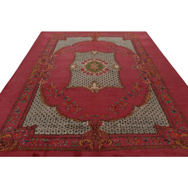 Transitional Rare Vintage Isparta Rug in Pink With Floral Patterns For Sale - Image 3 of 7