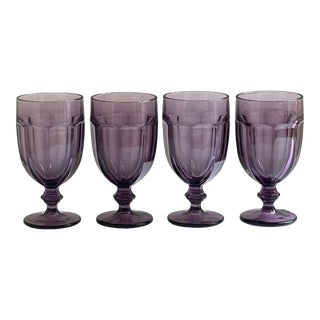 1960s Libbey Gibraltar Amethyst Goblets -- Set of 4 For Sale