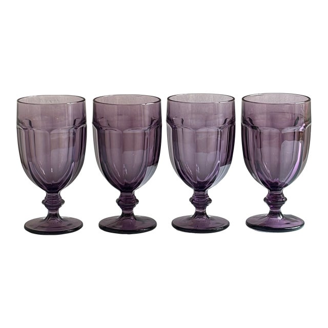 1960s Libbey Gibraltar Amethyst Goblets -- Set of 4 For Sale