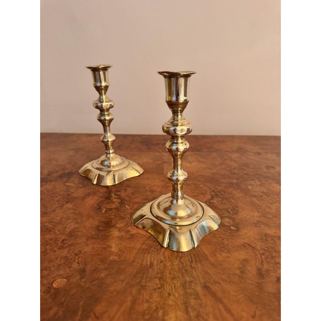 18th Century Antique Queen Ann Brass Candlesticks, 1700, Set of 2 For Sale - Image 5 of 6