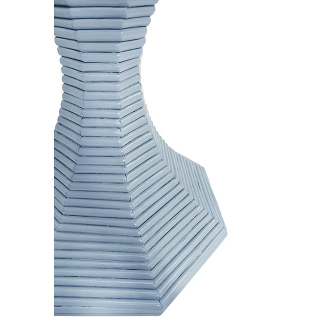 Matthew Izzo Home - Octavia 24.25" Light Blue Rattan Octagonal Side Table For Sale In New York - Image 6 of 8