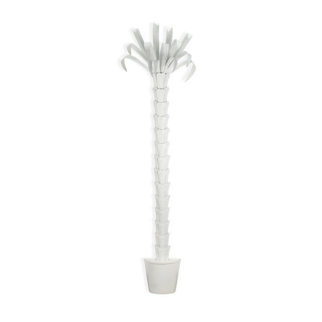 Contemporary Off White Lacquered Iron Palm Tree For Sale - Image 3 of 3