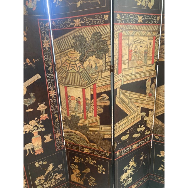Wood 18th Century Coromandel Pagoda 8 Panel Folding Screen For Sale - Image 7 of 14