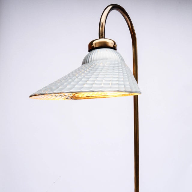 Metal Floor Lamp with Malabert Lampshade, 1930s For Sale - Image 7 of 10