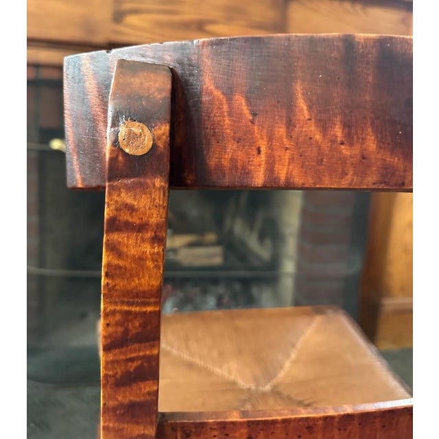 Antique Tiger Maple Side Chair With Woven Rush Seat For Sale - Image 10 of 18
