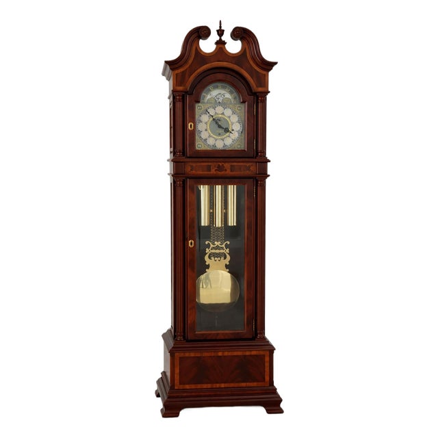 Seth Thomas Inlaid Mahogany 170th Anniversary Grandfather Clock For Sale
