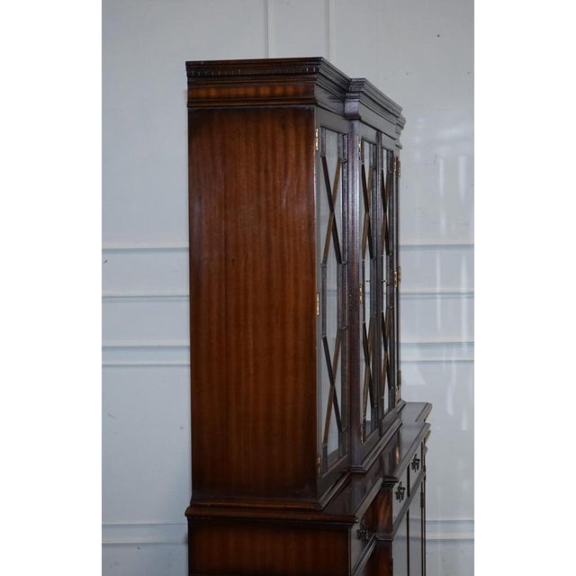 Wood Georgian Breakfront Four Door Display Cabinet For Sale - Image 7 of 18