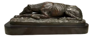 19th Century French Bronze Reclining Greyhound by Christopher Fratin, 1801-1864