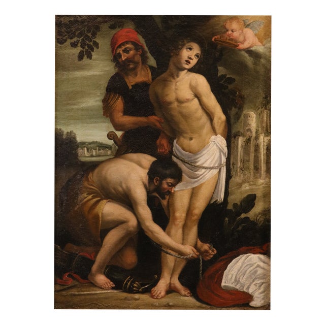 After Astolfo Petrazzi, Nude Saint Sebastian, 1630s, Oil Painting on Canvas, Framed For Sale