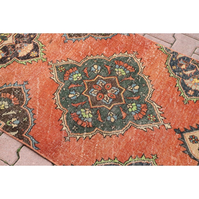1970s Turkish Orange Handmade Runner Rug For Sale In Sacramento - Image 6 of 9
