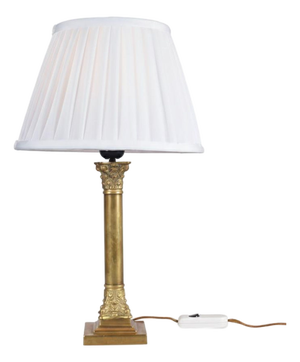 Vintage Brass Column Table Lamp, 1950s