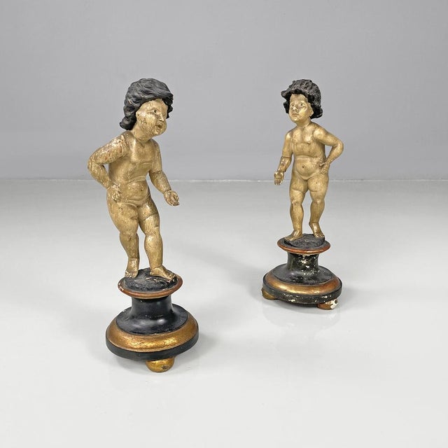 Antique Italian Wooden Cherub Sculptures, 1890s, Set of 2 For Sale - Image 3 of 18