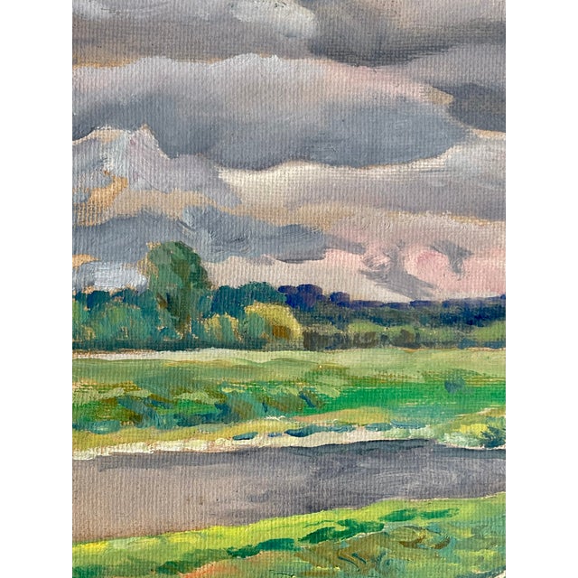 Vintage Original Oil Painting Landscape With Rolling Storm Clouds, 1997 For Sale - Image 9 of 12