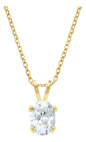 7MM Oval Cubic Zirconia Necklace 16"